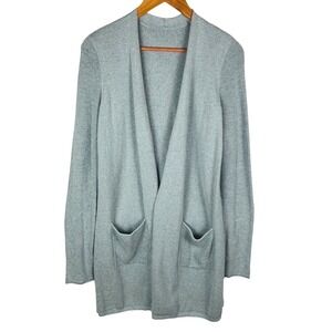 J Jill Women Open Front Cardigan Duster Sweater Sz M Linen Lagenlook Office